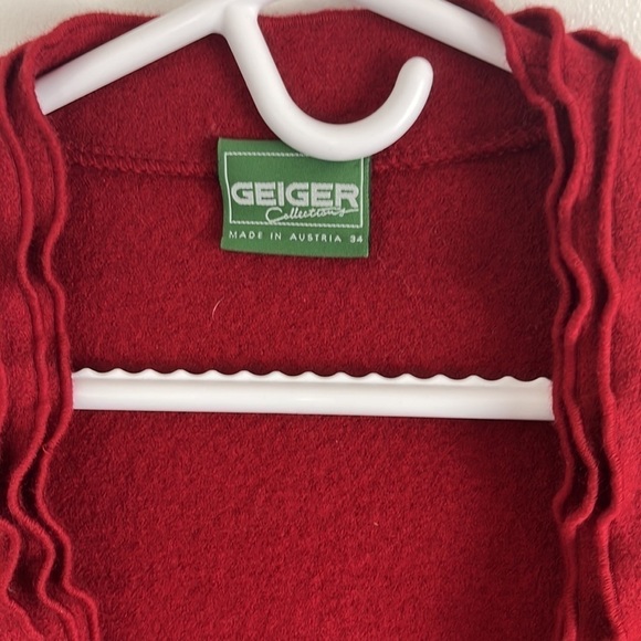 Geiger 100% Felted Wool Cherry Red Open Cardigan - Picture 3 of 7